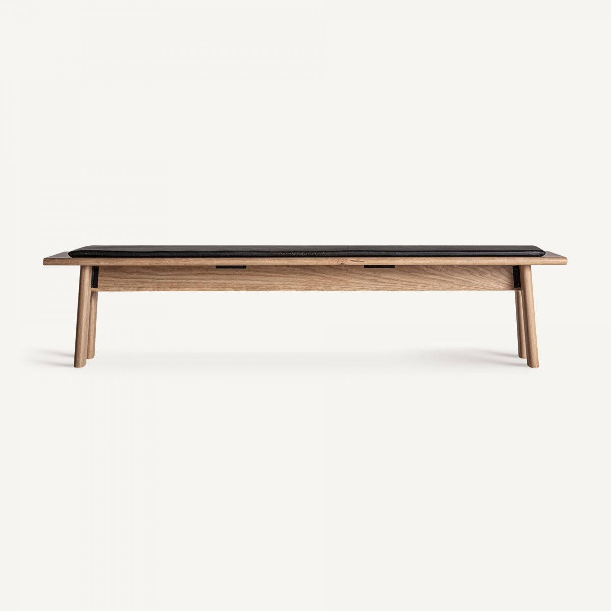 Banc en chêne clair et cuir noir | Vical Nara