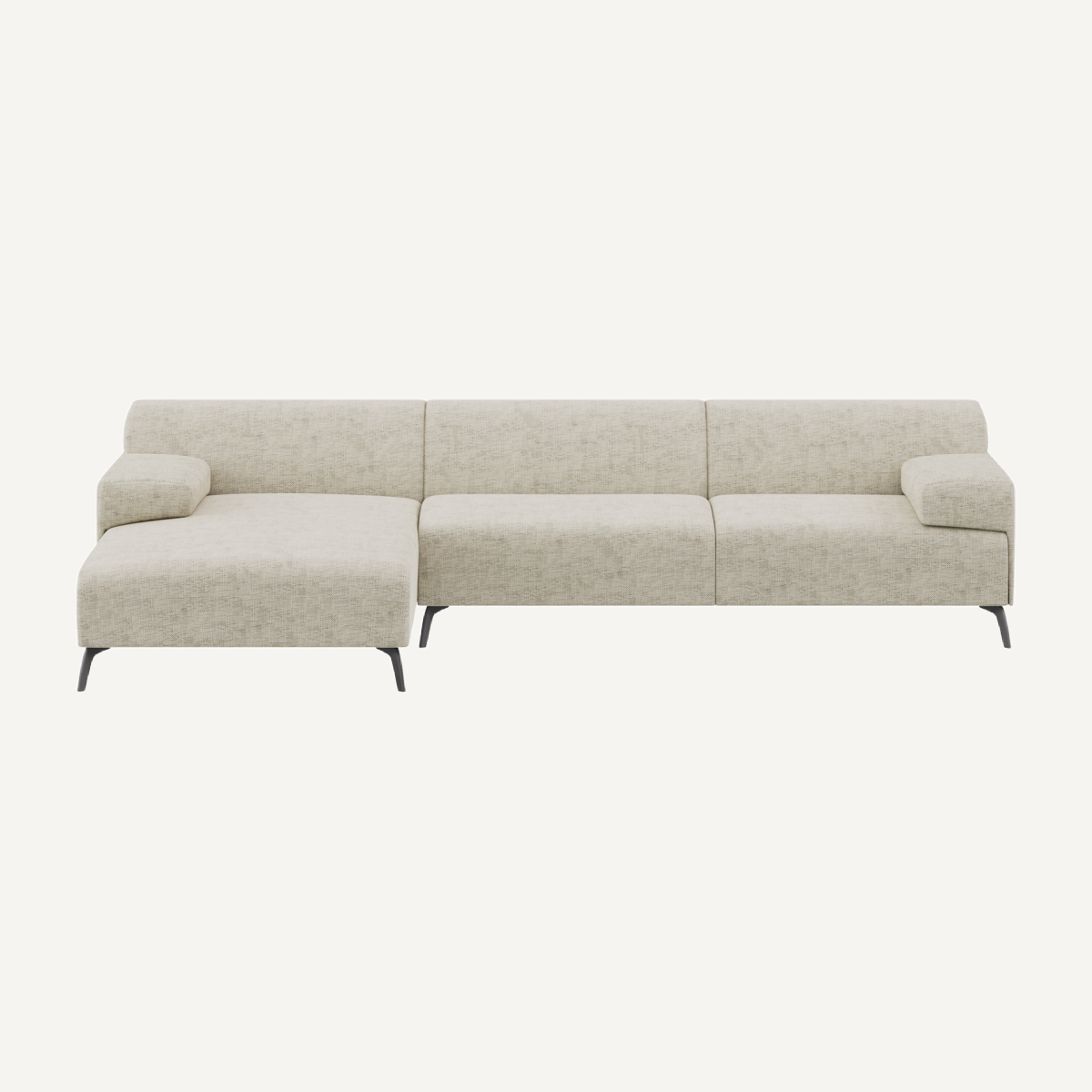 Canapé d'angle gauche en tissu beige Zena | Dôme Déco Lugano