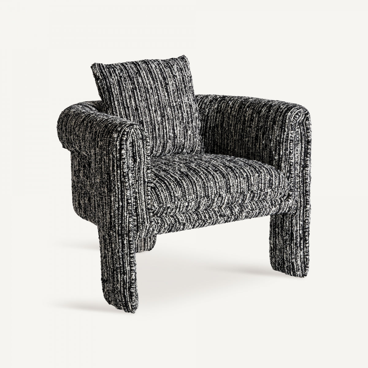 Fauteuil d'appoint en tissu noir et blanc marbré | Vical Kostov