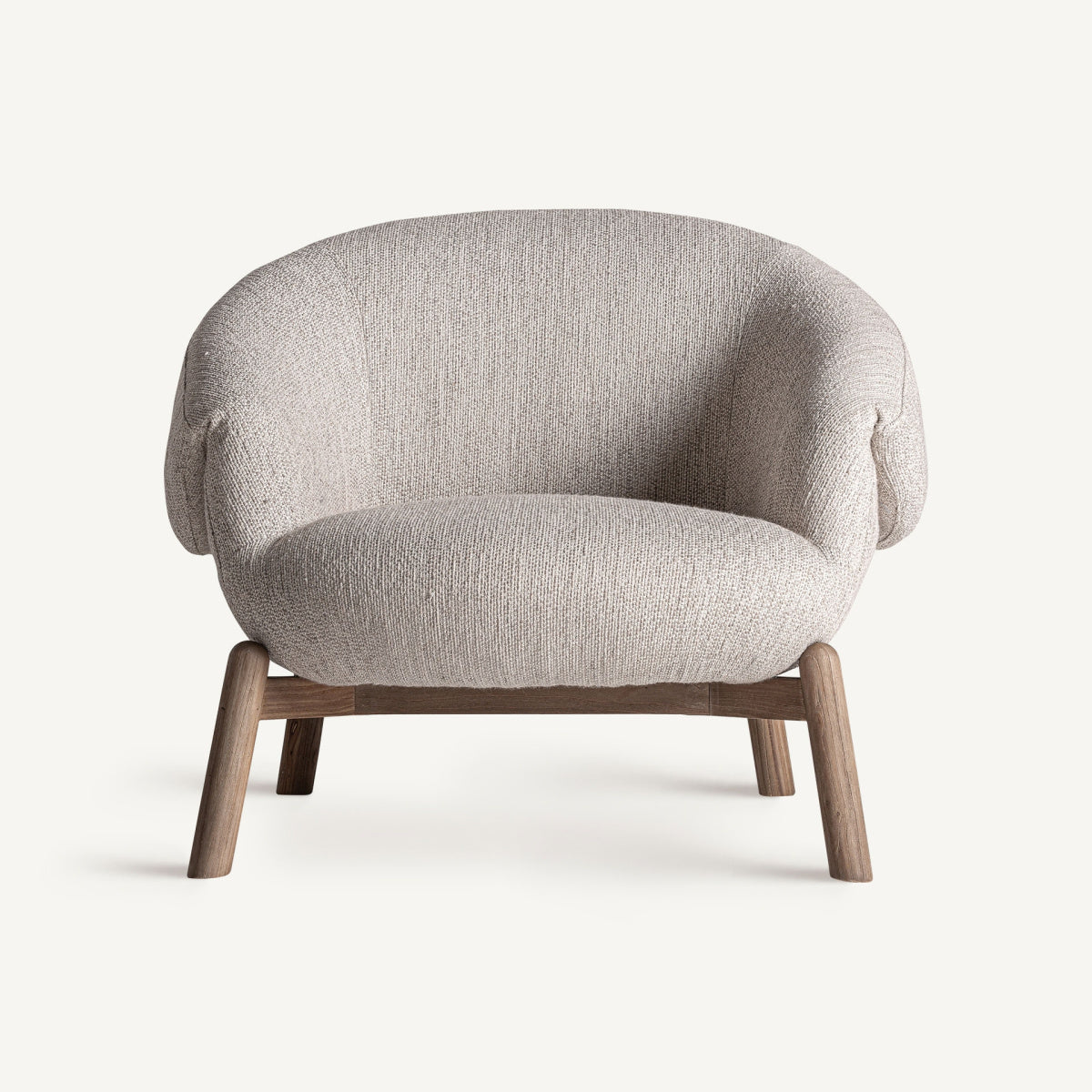 Fauteuil rond en tissu beige | Jacquard VICAL