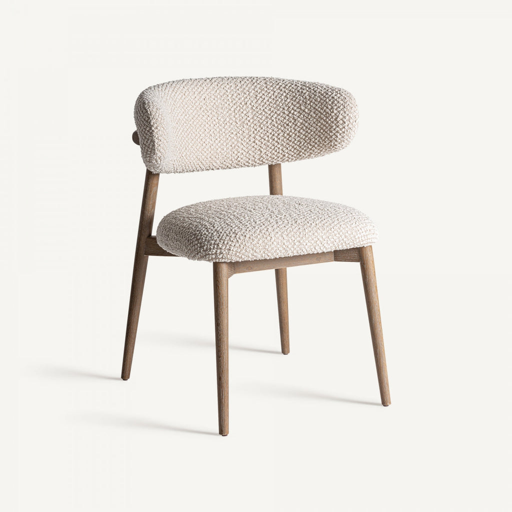 Chaise de salle à manger en tissu blanc cassé | Vical Glorenza