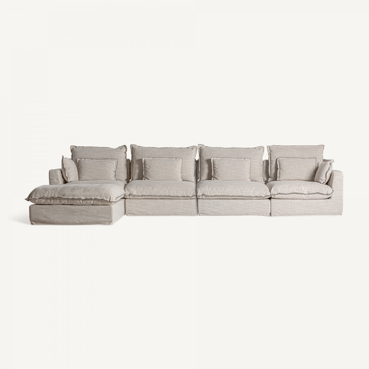 Canapé 4 places en tissu beige | Bief Vical