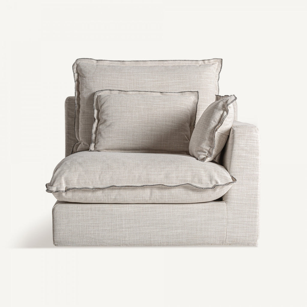 Module droit en tissu blanc cassé | Bief Vical