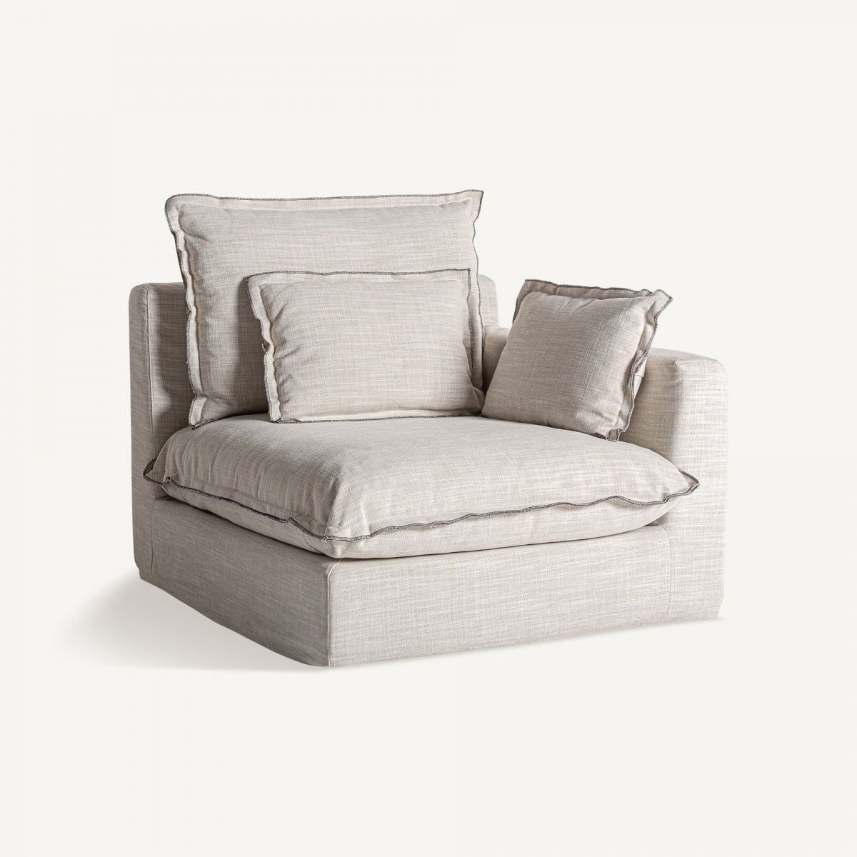 Module droit en tissu blanc cassé | Bief Vical