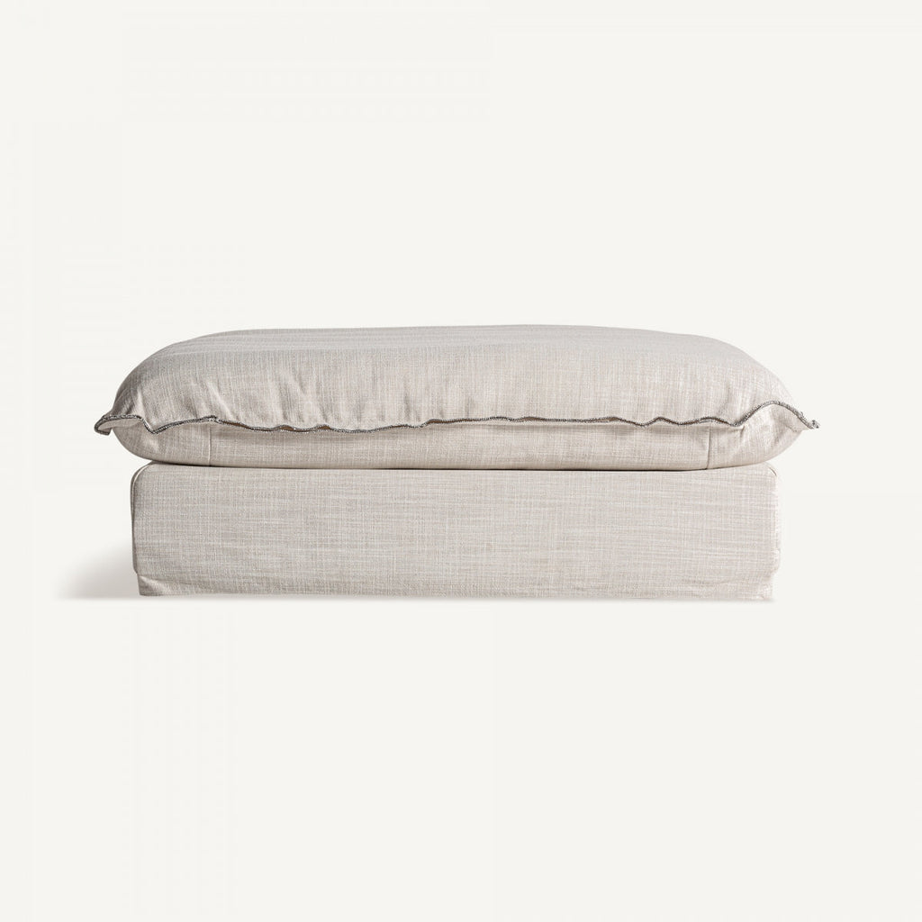 Module pouf en tissu blanc cassé | Bief Vical