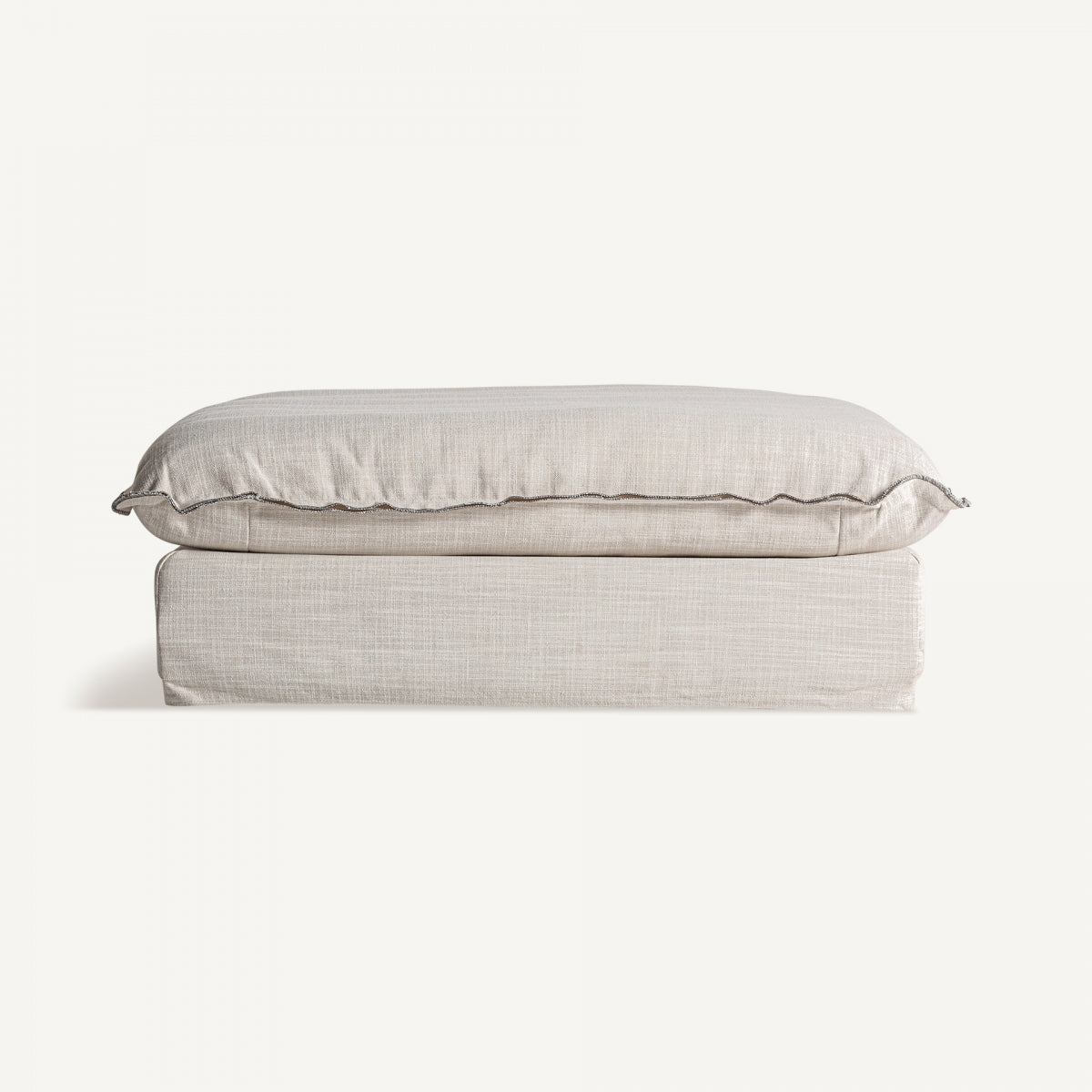 Module pouf en tissu blanc cassé | Bief Vical