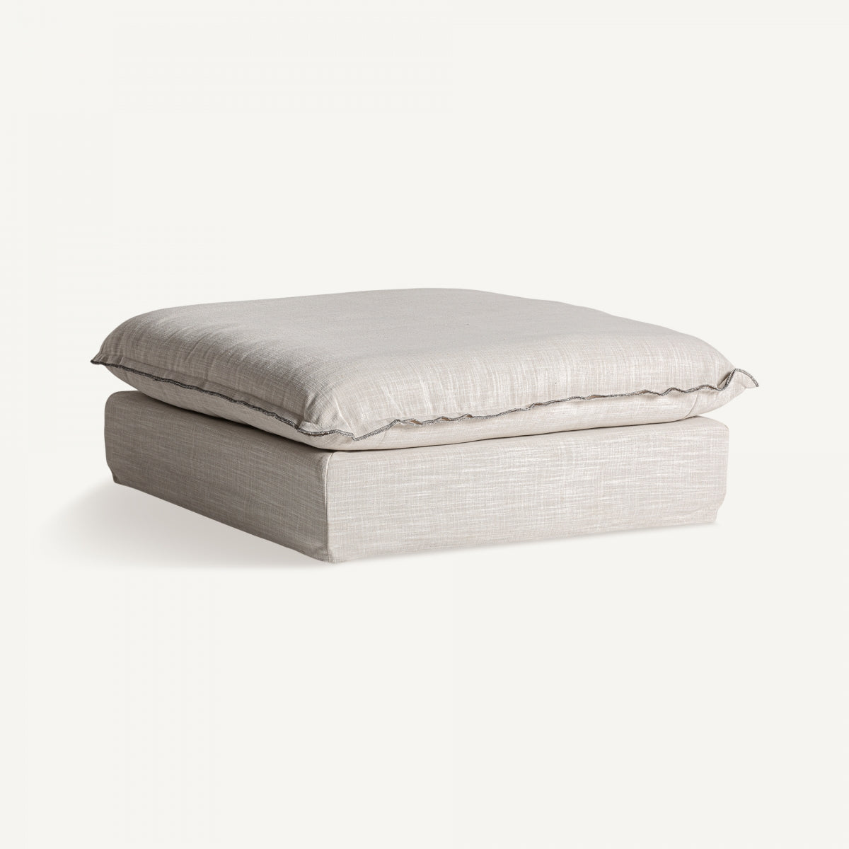Module pouf en tissu blanc cassé | Bief Vical