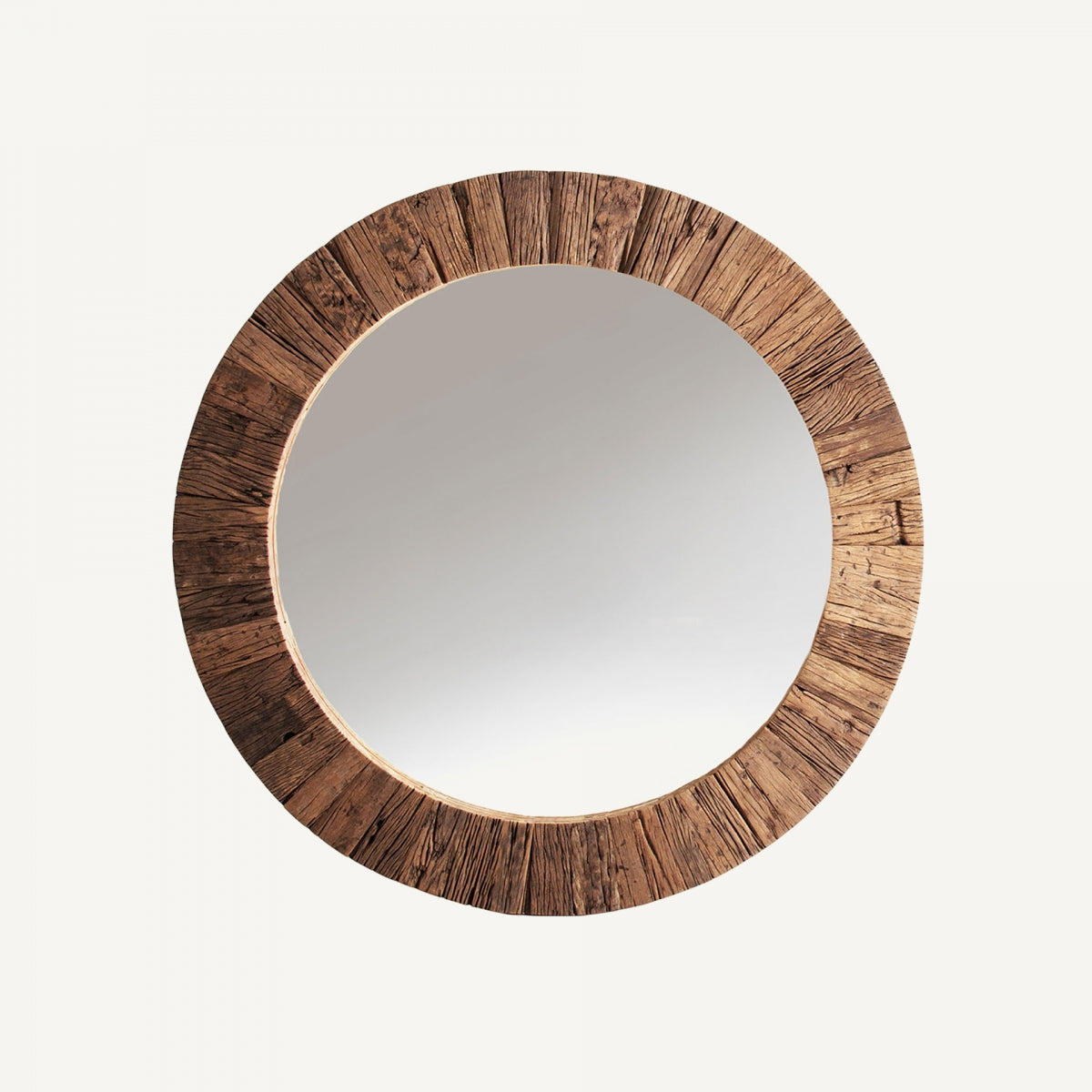 Miroir rond en bois marron | Vical Tarakan