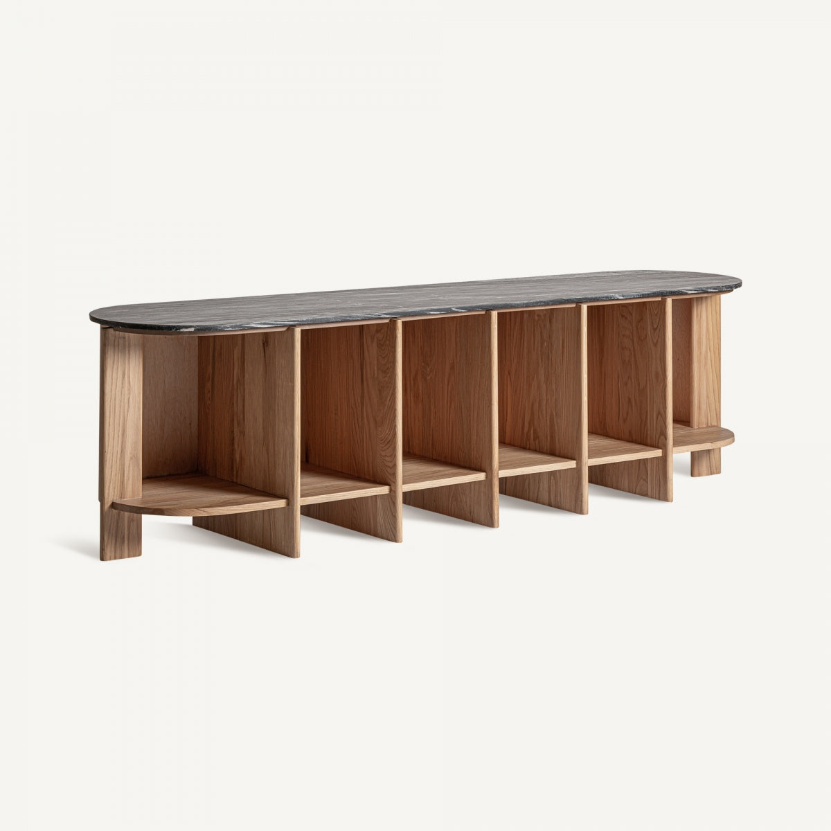 Console en chêne et travertin noir | Vical Nara