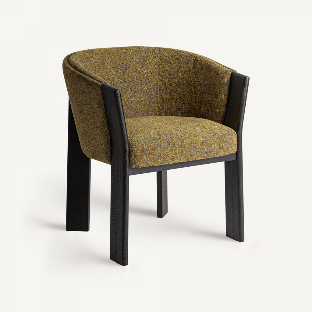 Chaise de salle à manger en tissu vert/jaune | Vical Nara