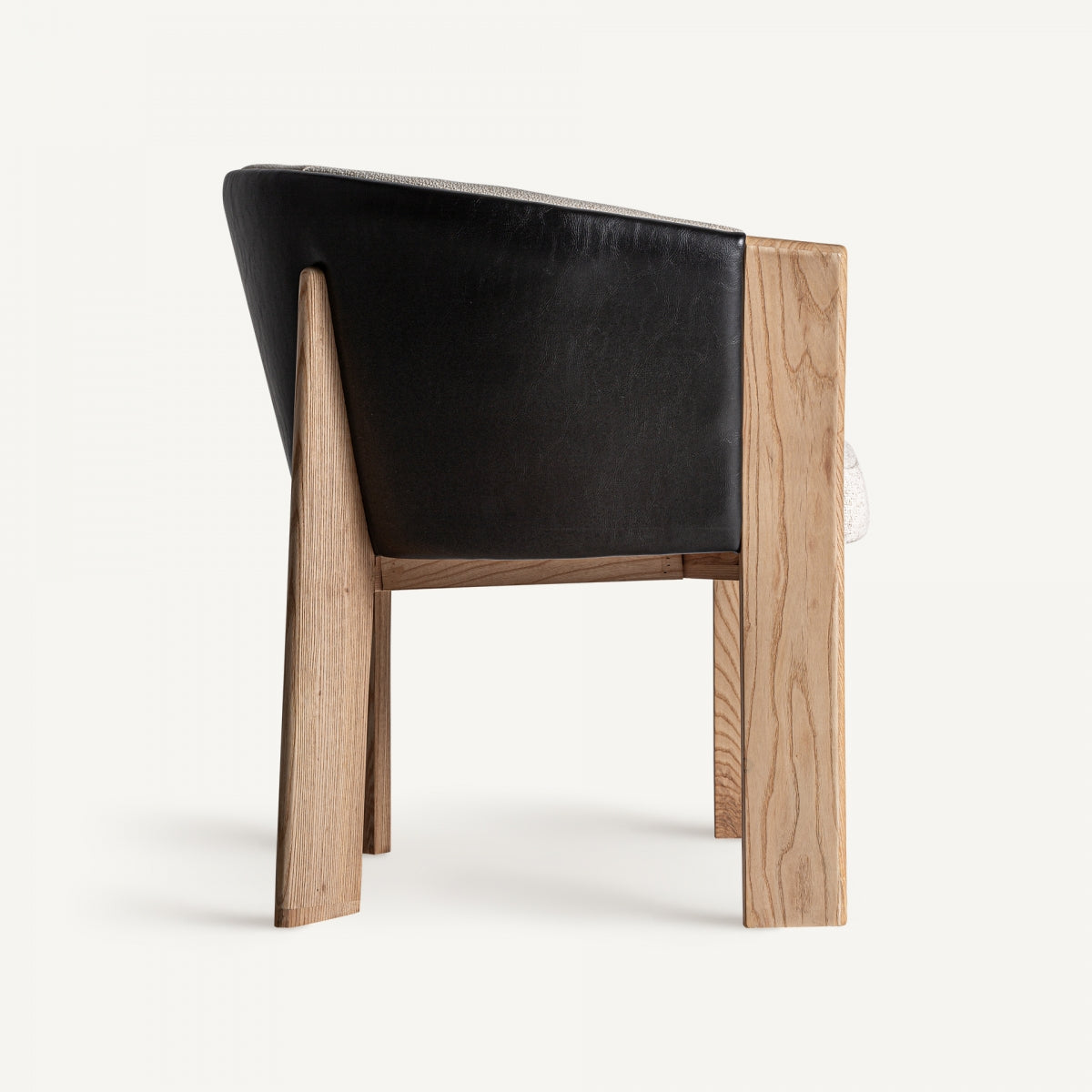 Chaise de salle à manger en tissu beige et cuir noir | Vical Nara