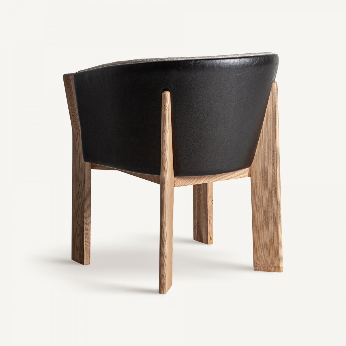 Chaise de salle à manger en tissu beige et cuir noir | Vical Nara