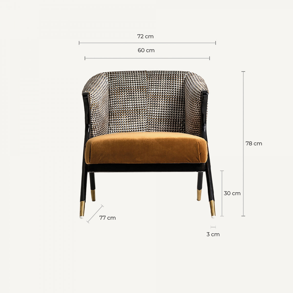 Fauteuil d'appoint en velours jaune | Vical Brillon