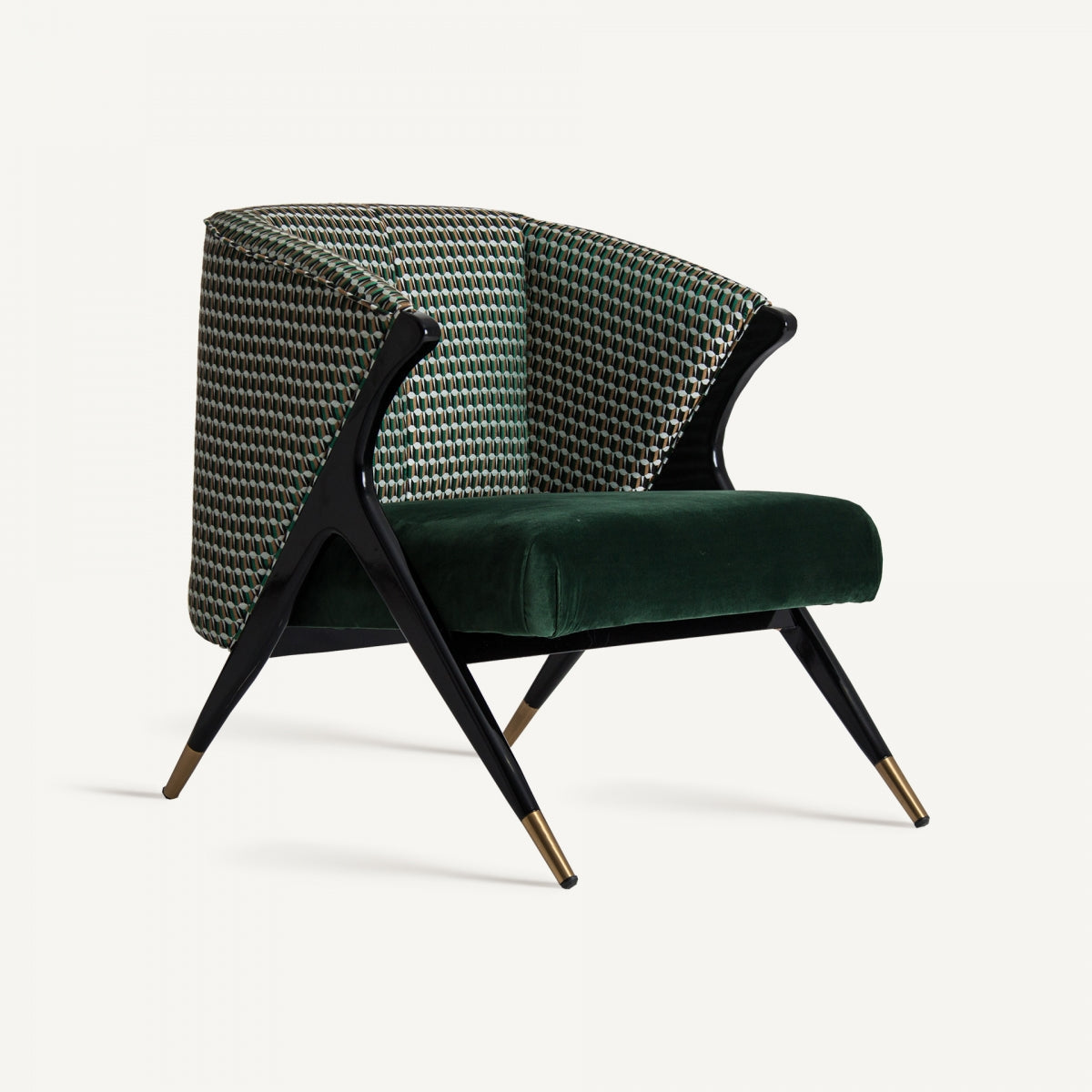 Fauteuil d'appoint en velours vert | Vical Kelheim