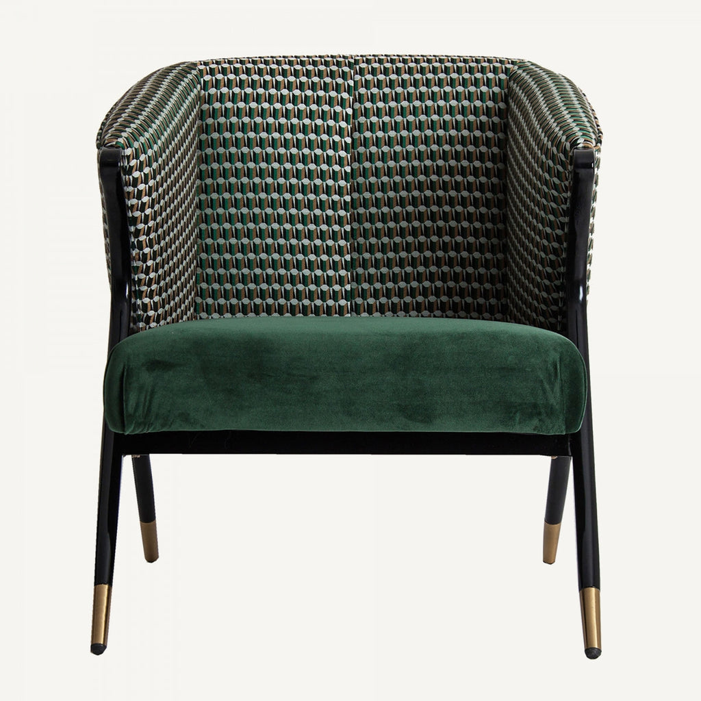 Fauteuil d'appoint en velours vert | Vical Kelheim