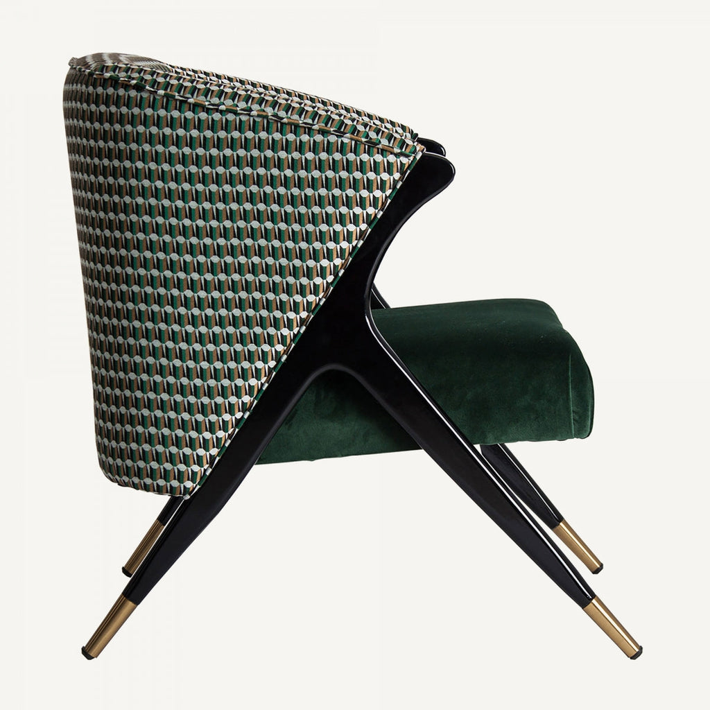 Fauteuil d'appoint en velours vert | Vical Kelheim