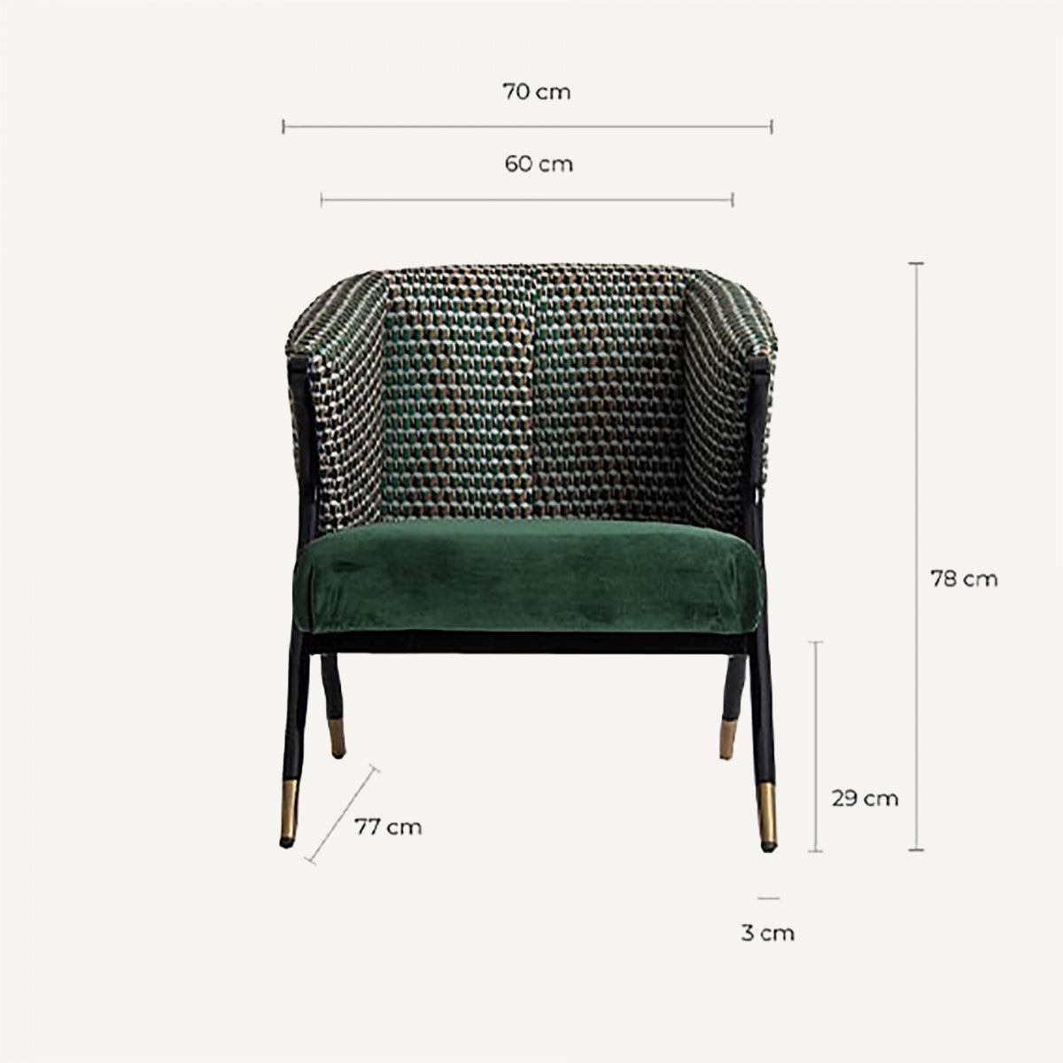 Fauteuil d'appoint en velours vert | Vical Kelheim