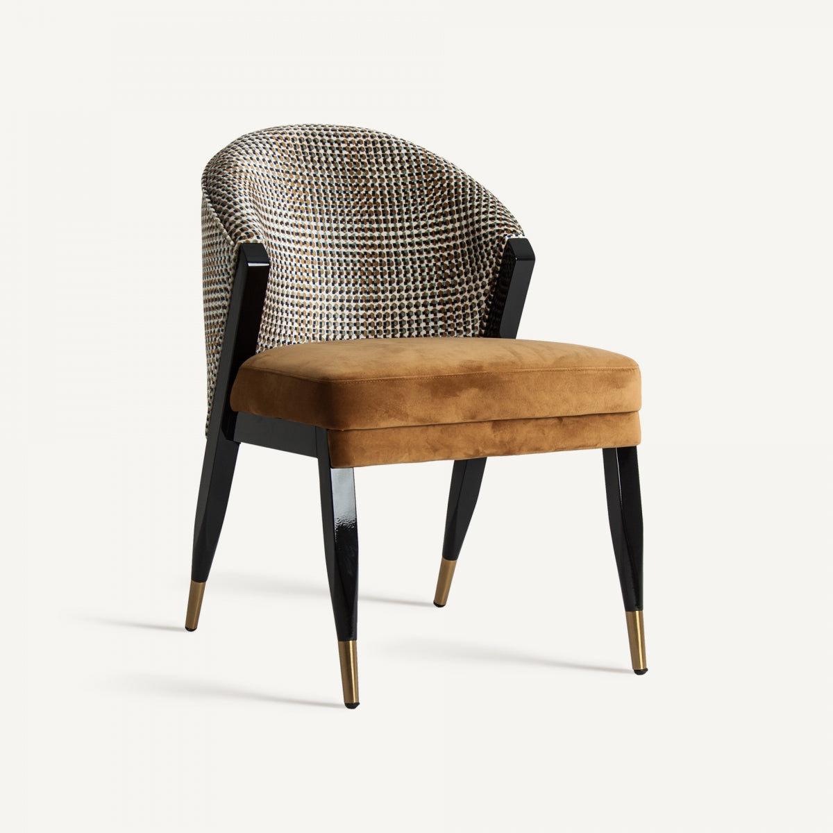Chaise de salle à manger en velours jaune | Vical Brillon