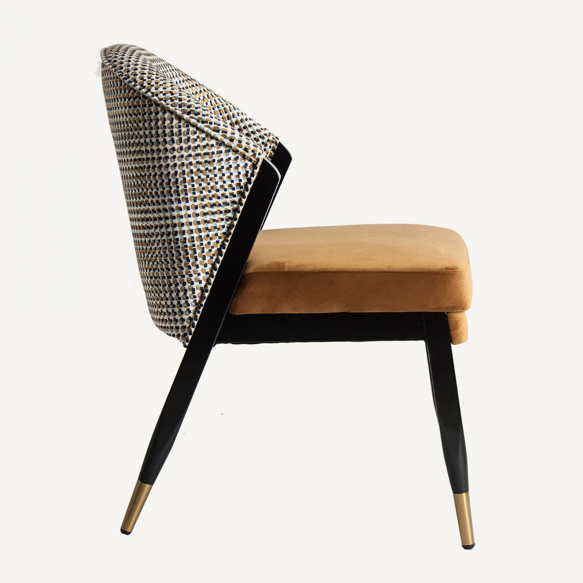 Chaise de salle à manger en velours jaune | Vical Brillon