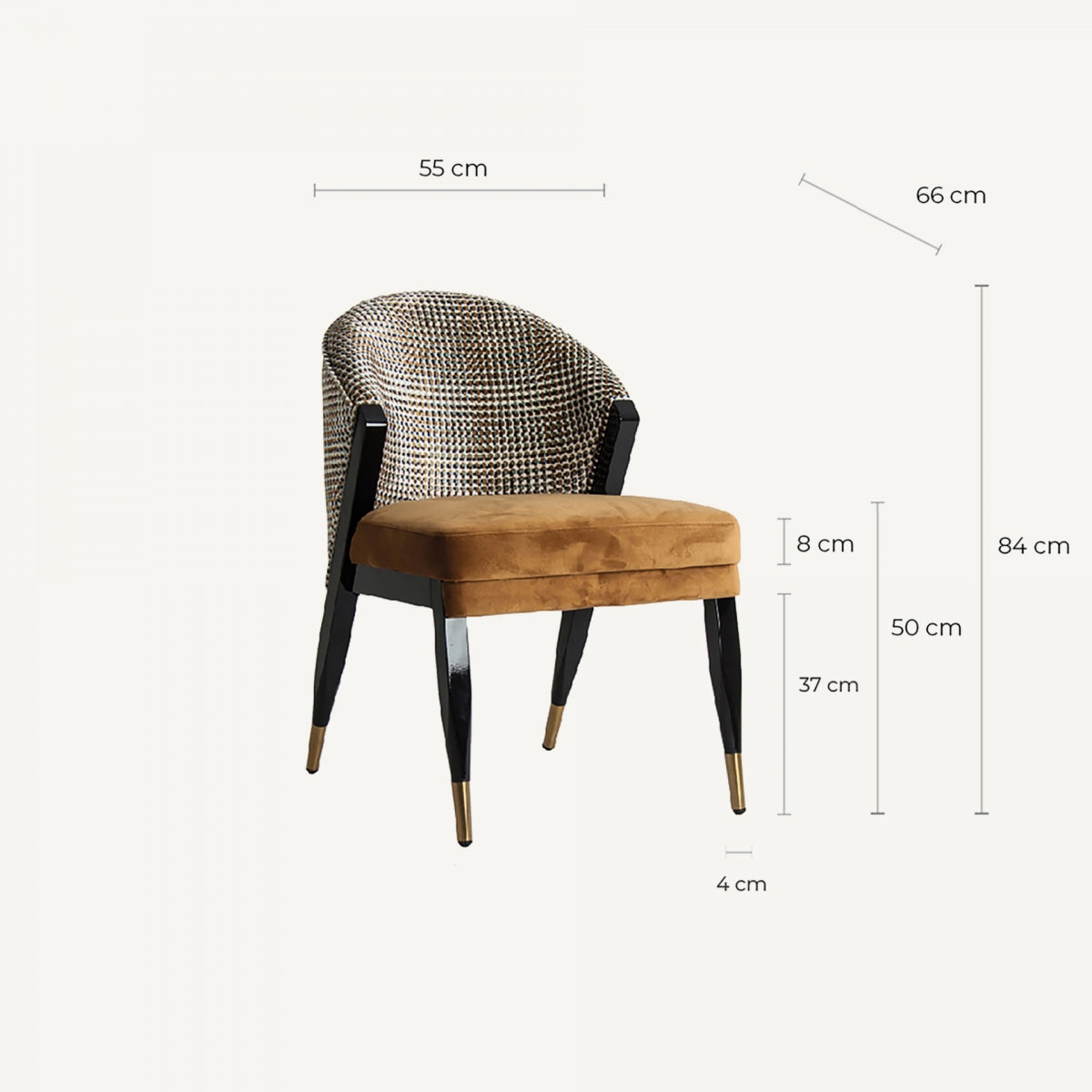 Chaise de salle à manger en velours jaune | Vical Brillon