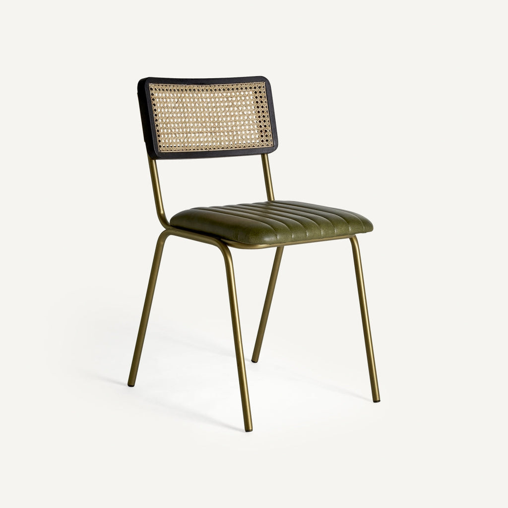 Chaise de salle à manger en cuir vert | Vical Almstock