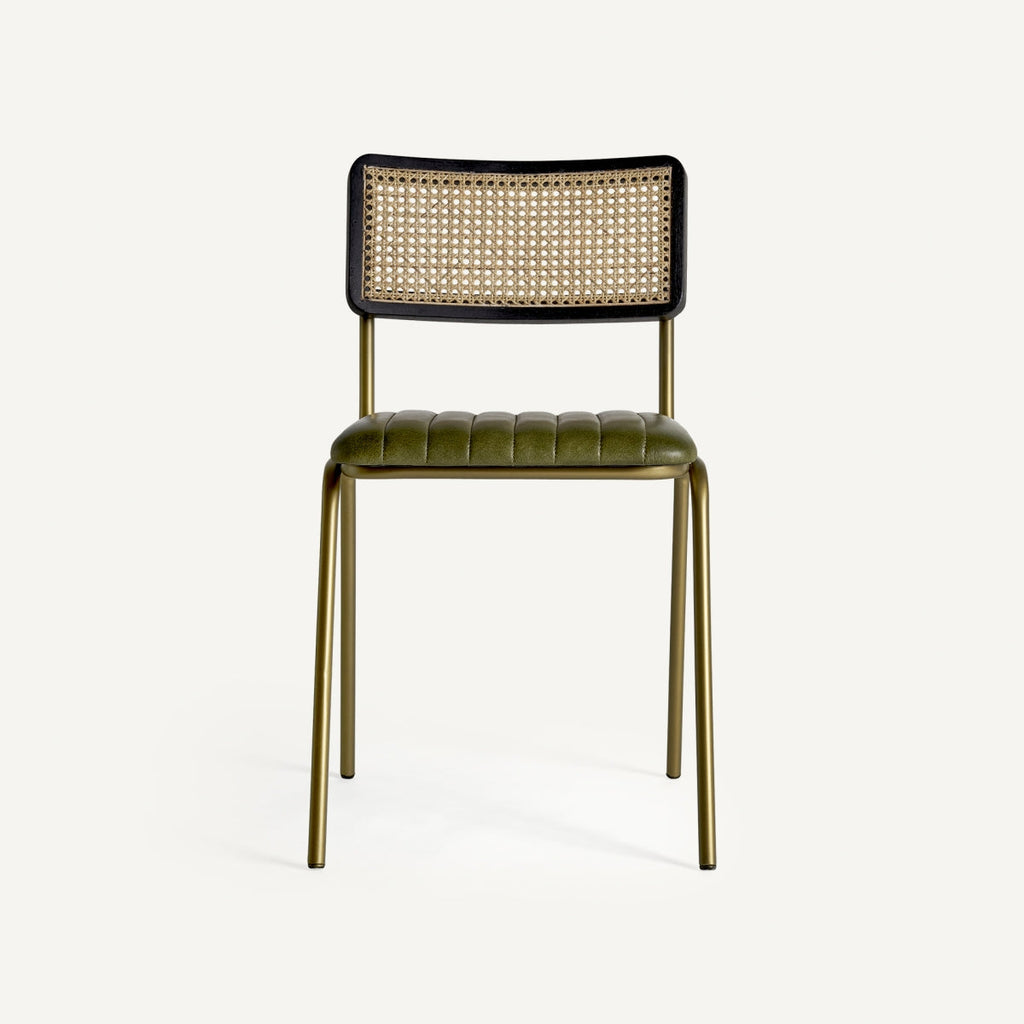 Chaise de salle à manger en cuir vert | Vical Almstock