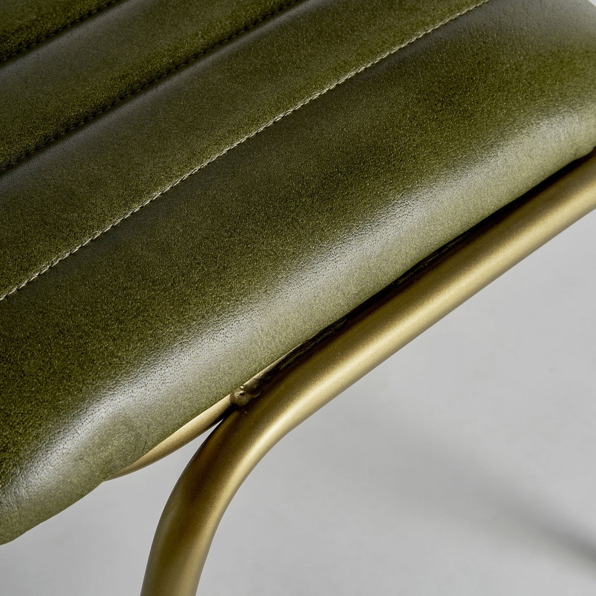 Chaise de salle à manger en cuir vert | Vical Almstock