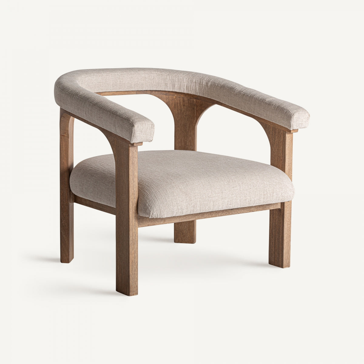 Fauteuil d'appoint en manguier et tissu beige | Vical Racoud