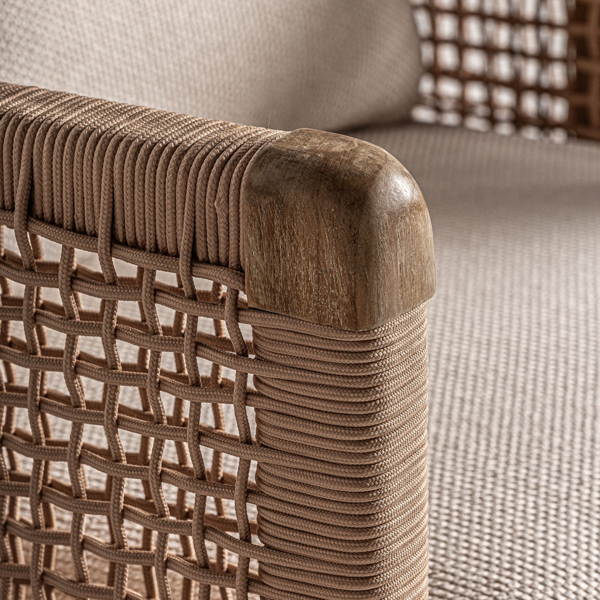 Fauteuil d'extérieur en tissu beige | Trena VICAL