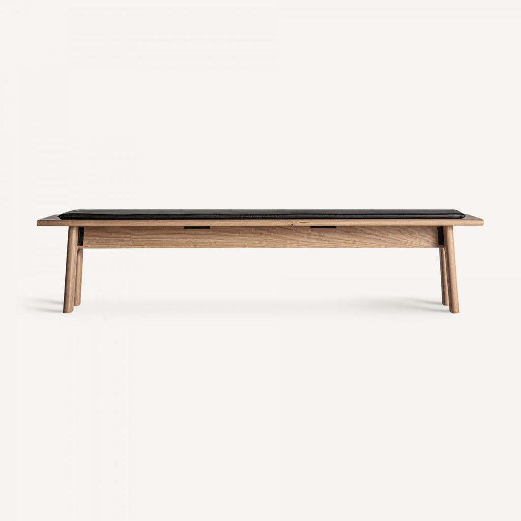 Banc en chêne clair et cuir noir | Vical Nara