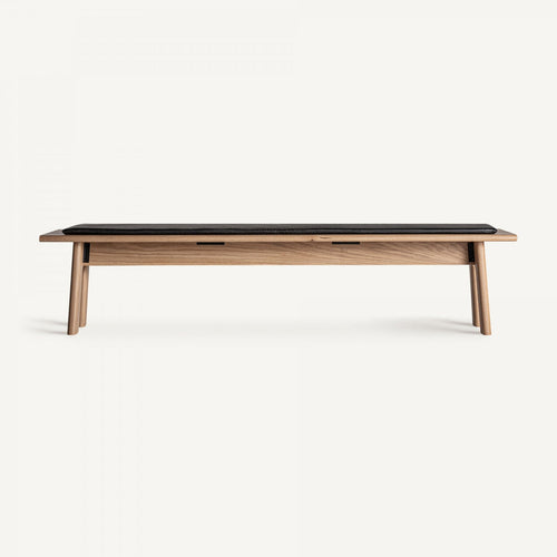 Banc en chêne clair et cuir noir | Vical Nara