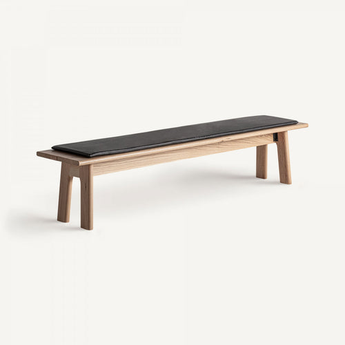 Banc en chêne clair et cuir noir | Vical Nara