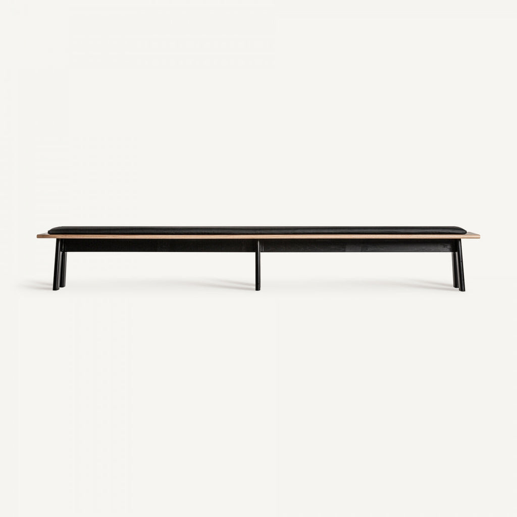 Banc en chêne noir et cuir noir | Vical Nara