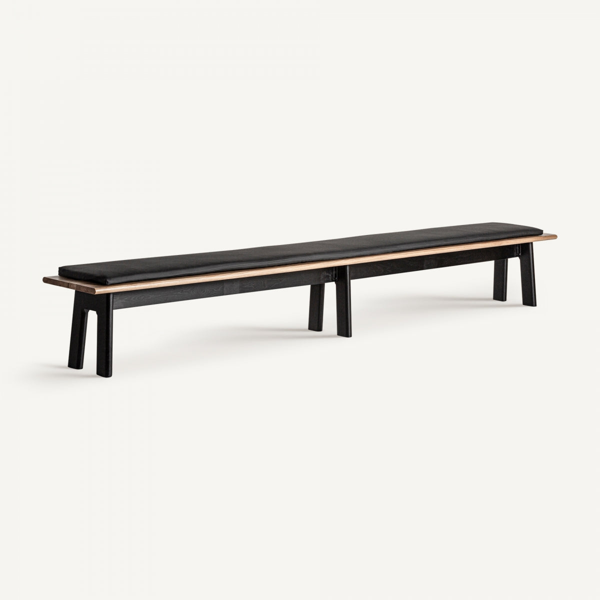Banc en chêne noir et cuir noir | Vical Nara