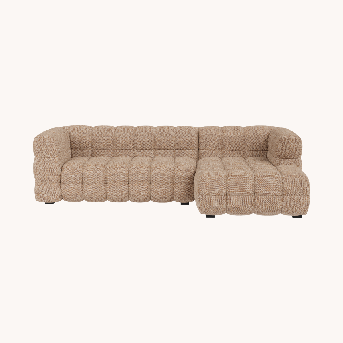 Canapé d'angle droit 2-3 places en tissu marron | Dôme Déco Bâle