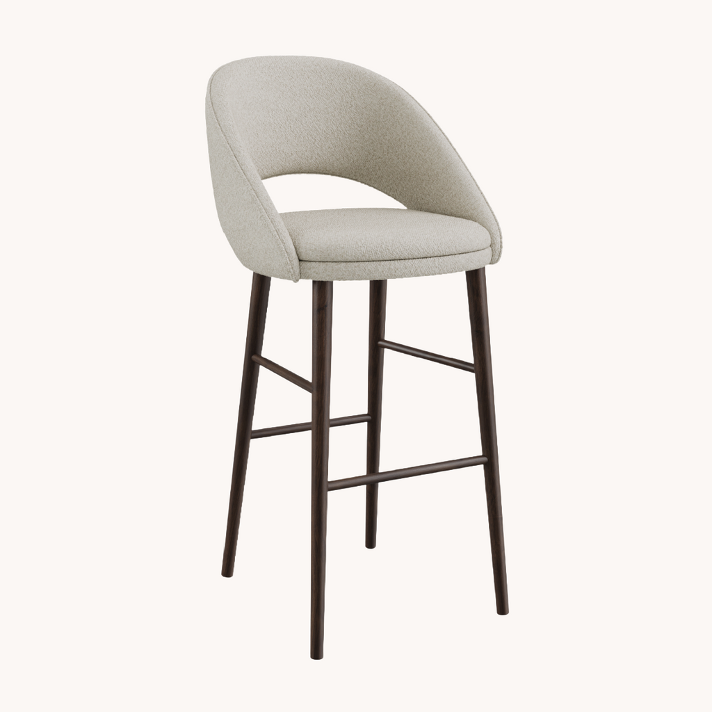 Chaise de bar en tissu beige | Courbe Dôme Déco