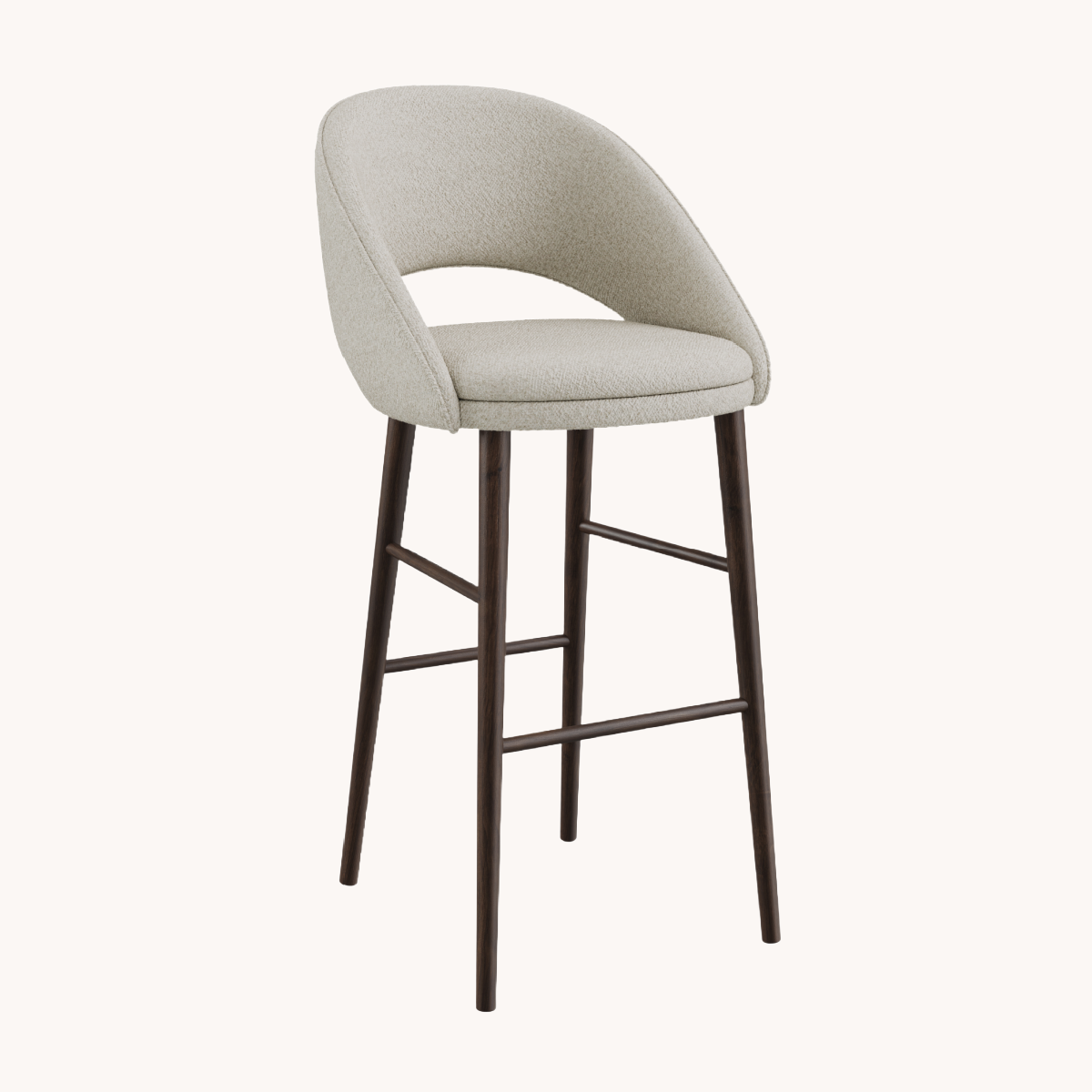 Chaise de bar en tissu beige | Courbe Dôme Déco