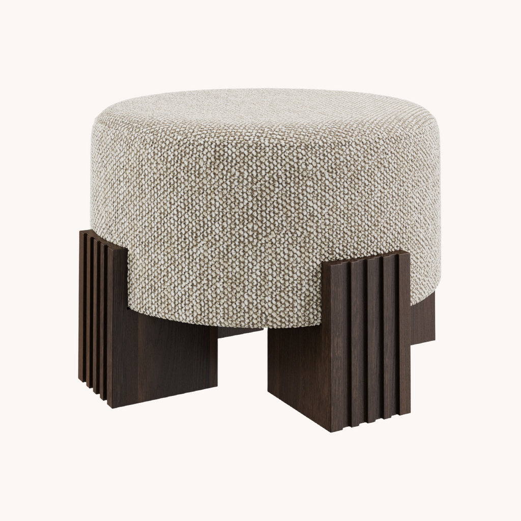 Pouf en tissu sable | Dôme Déco Clark