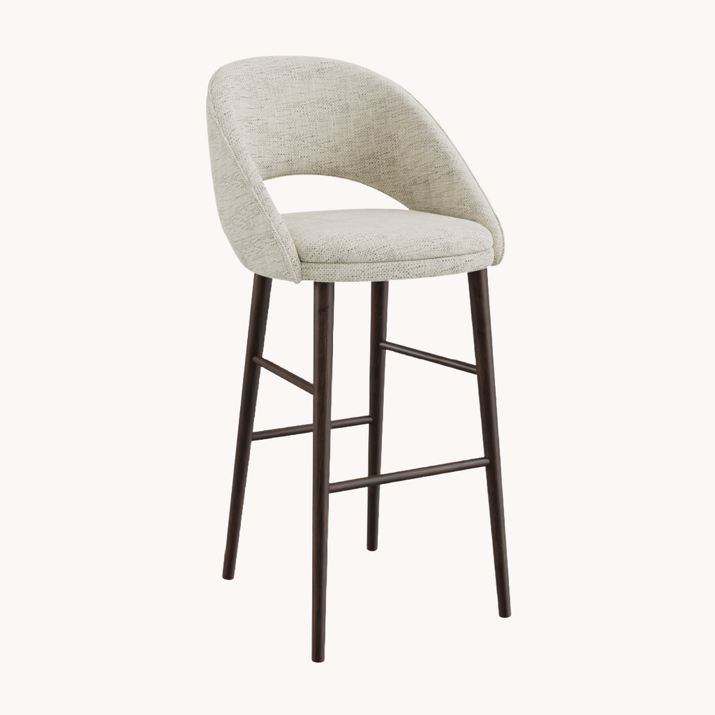 Chaise de bar en tissu beige Zena | Courbe Dôme Déco