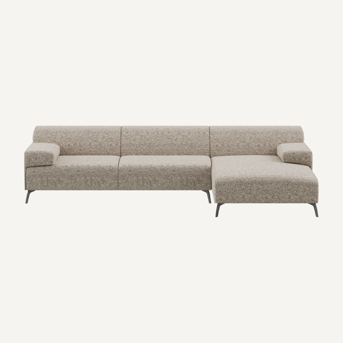 Canapé d'angle droit en tissu sable | Dôme Déco Lugano