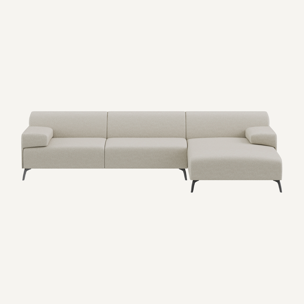 Canapé d'angle droit en tissu beige | Dôme Déco Lugano