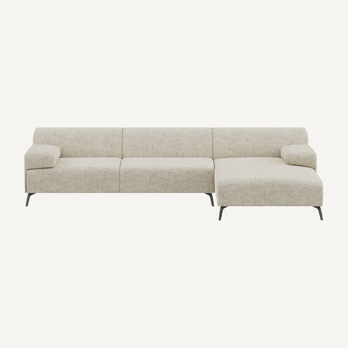 Canapé d'angle droit en tissu beige Zena | Dôme Déco Lugano