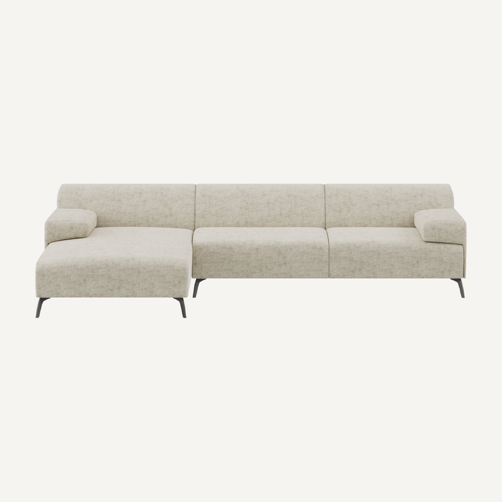 Canapé d'angle gauche en tissu beige Zena | Dôme Déco Lugano