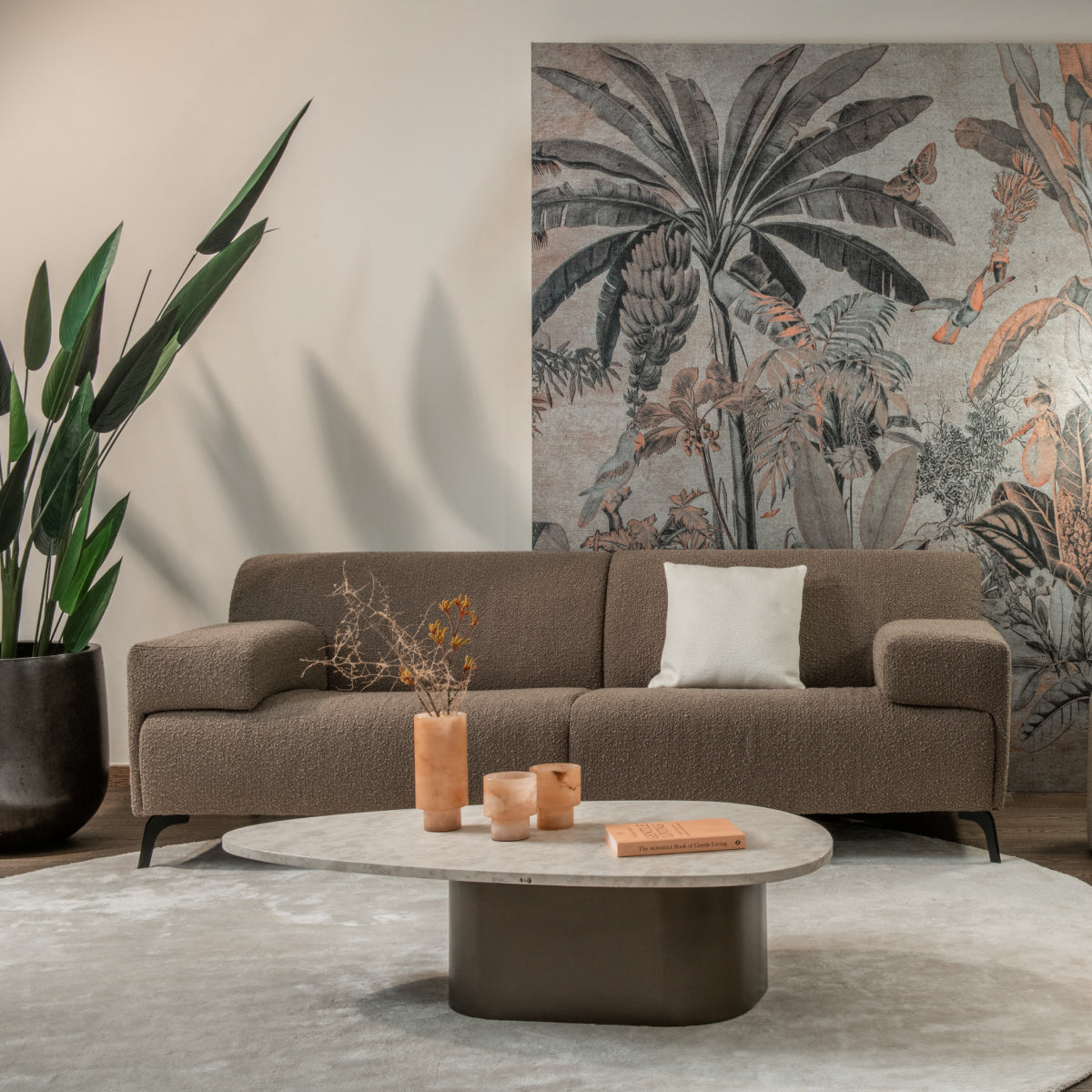 Canapé 2-3 places en tissu sable | Dôme Déco Lugano