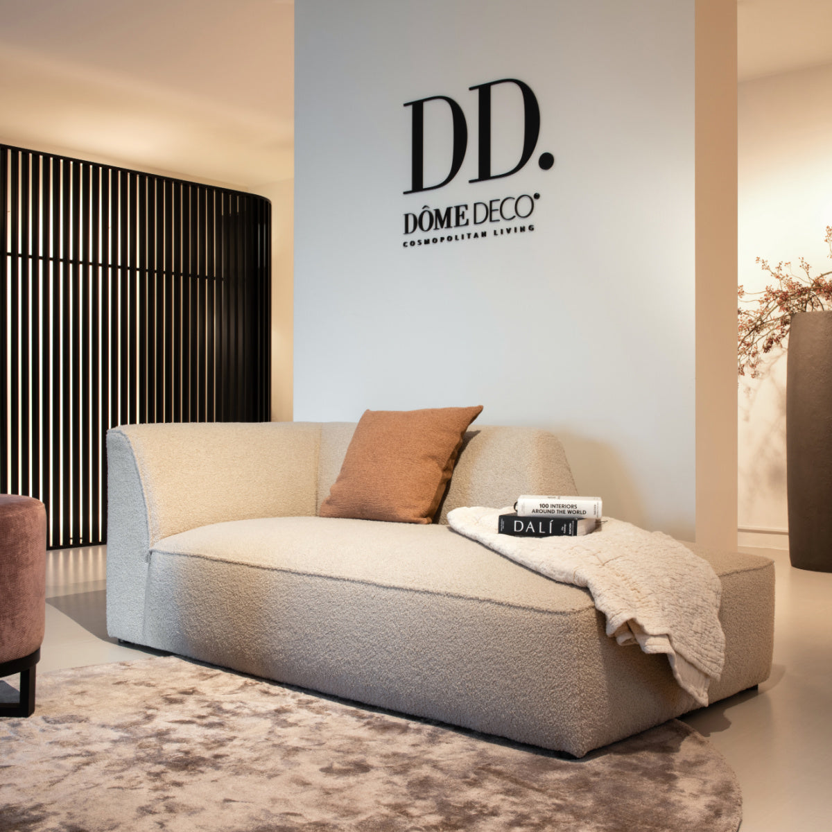 Méridienne gauche en tissu beige | Dôme Déco Cali Ph
