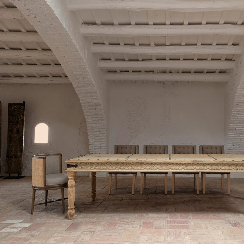 Chaise de salle à manger en tissu blanc | Vical Varaire