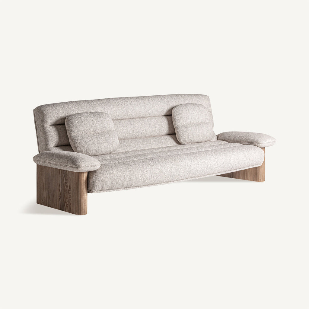 Canapé 3 places en tissu beige | Jacquard VICAL