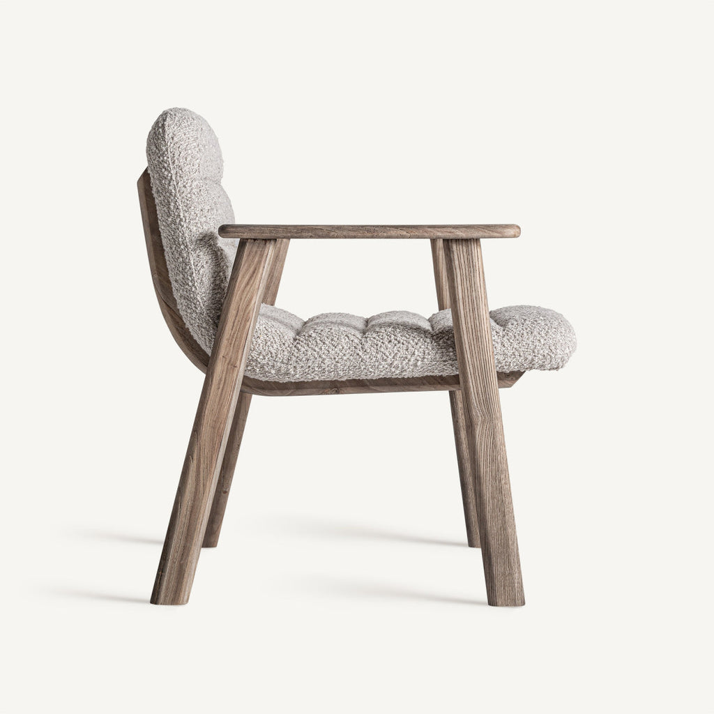 Chaise d'appoint en tissu beige | Jacquard VICAL