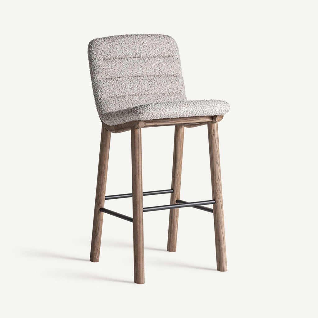 Chaise de bar en tissu beige | Jacquard VICAL