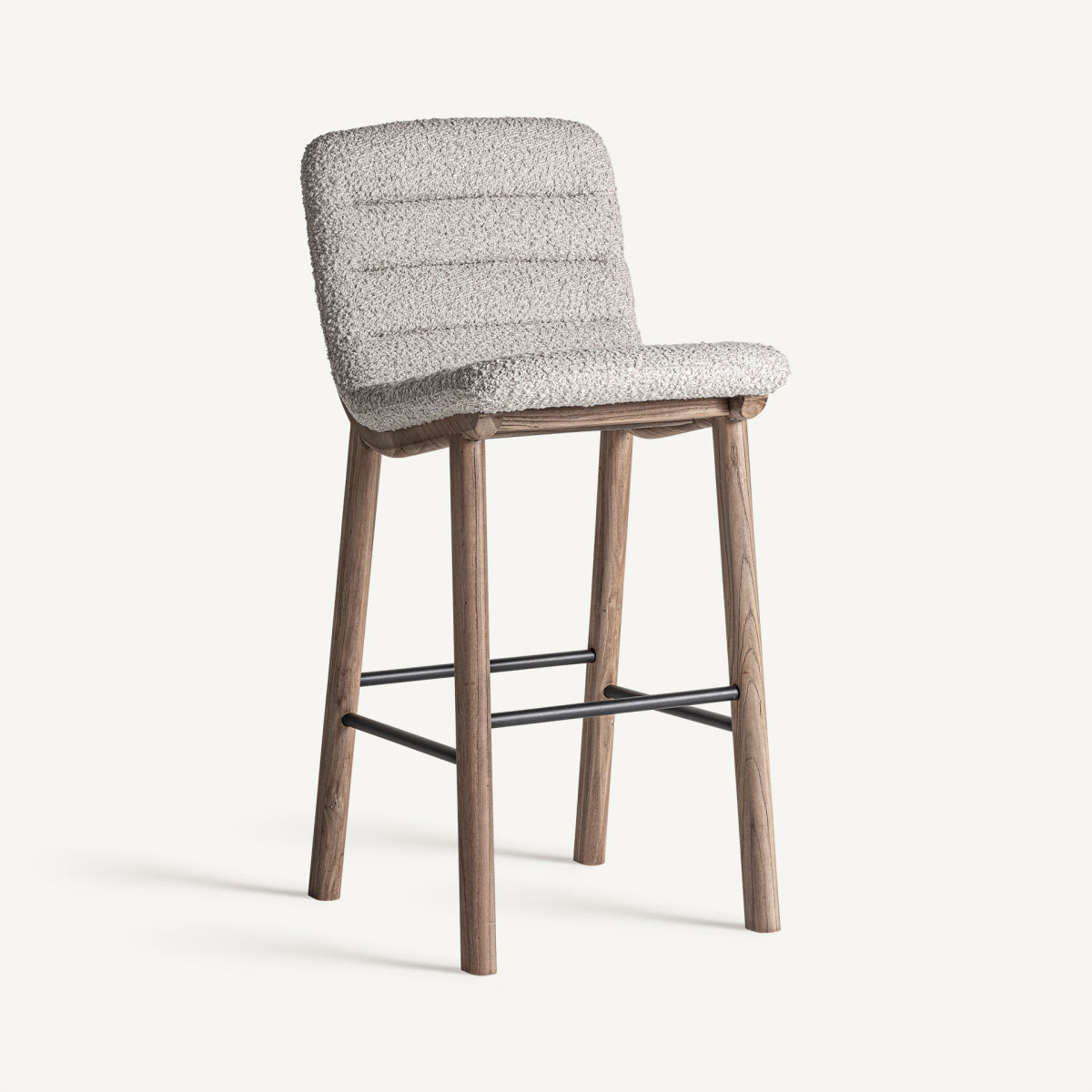 Chaise de bar en tissu beige | Jacquard VICAL